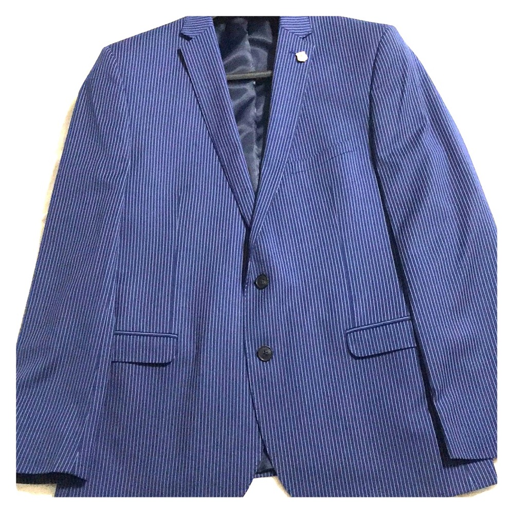 Nick Graham Suit Navy White pinstripe